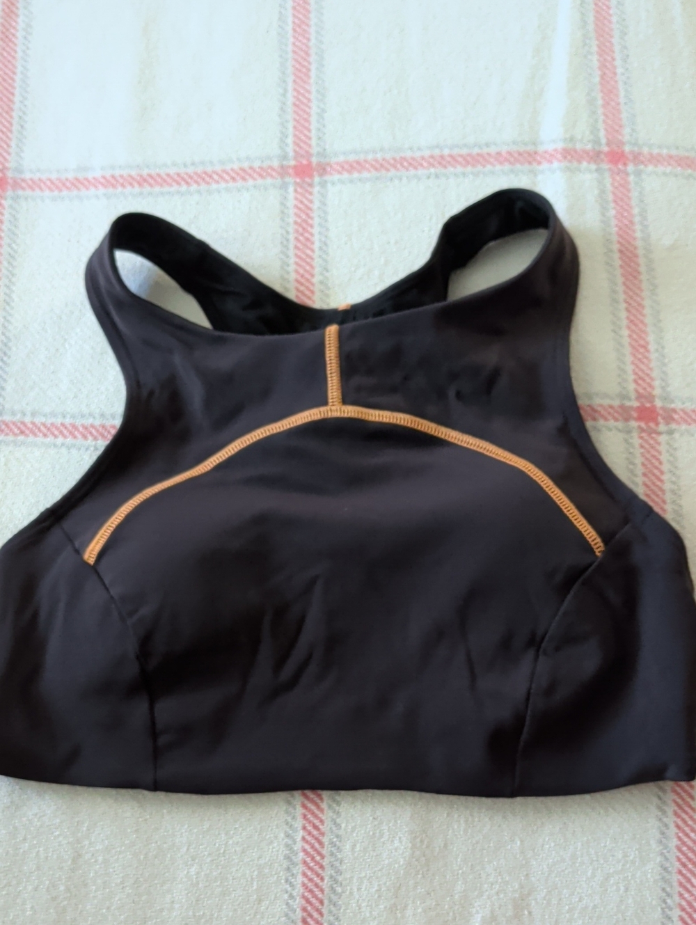 lululemon athletica Black Sports Bra with Tan Contrast Stitching